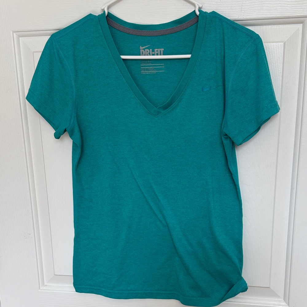 Nike Women's Teal Short Sleeve V-Neck Tee